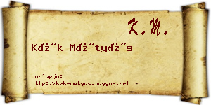 Kék Mátyás névjegykártya
